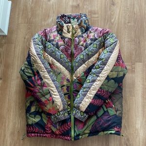 Farm Rio Tropical Rauti Metallic Reversible Puffer Jacket